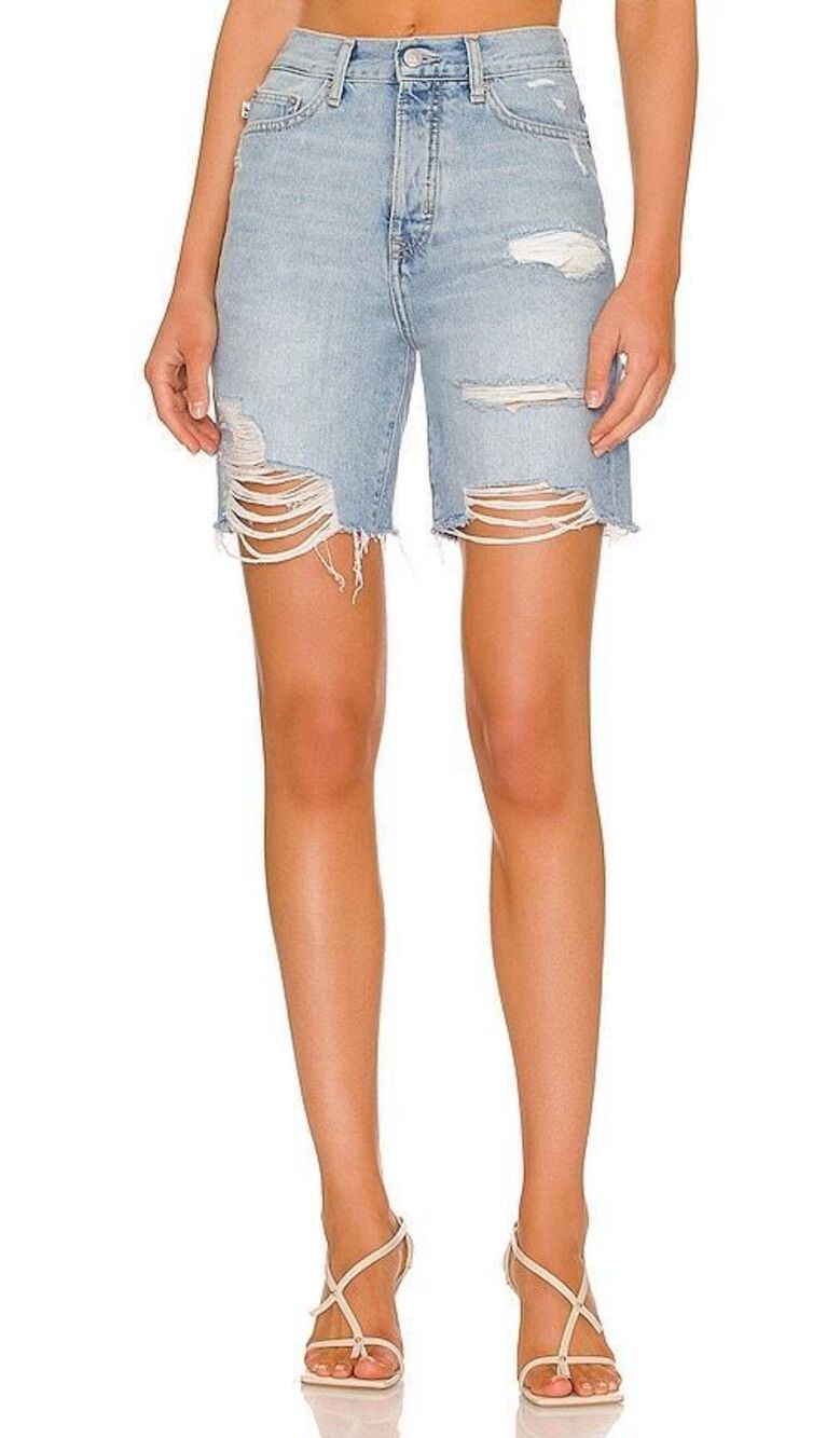 Lovers and Friends Devon High Rise 90s Cut Off Denim Shorts Distressed Size 26